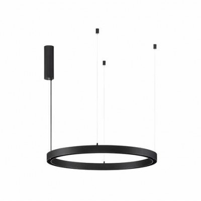 HALO Závěsné svítidlo, těleso hliník, černá, pro max 4 segmenty LED á 6W svítí dolů + 10W nahoru, teplá 3000K, Ra80, 230V/24V, IP20, rozměry d=800mm, vč lank závěsu h=1500mm, segmenty dodávány SAMOSTANĚ