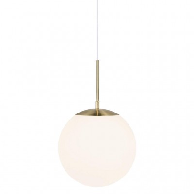 Grant 25 Závěsné svítidlo základna kov, povrch mosaz, sklo kouřové, difuzor sklo opál, pro žárovku max.25W, E27, 230V, IP20, d=250mm, h=250mm, včetně závěsného kabelu - bílá, h=2000mm