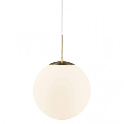 Grant 35 Závěsné svítidlo základna kov, povrch mosaz, sklo kouřové, difuzor sklo opál, pro žárovku max.25W, E27, 230V, IP20, d=350mm, h=350mm, včetně závěsného kabelu - bílá, h=2000mm
