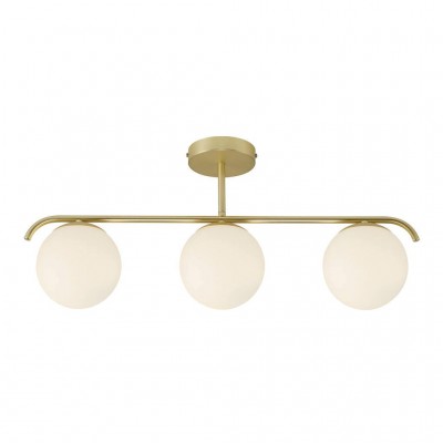 Grant - 3 Pendant Závěsné svítidlo základna kov, povrch mosaz, sklo kouřové, difuzor sklo opál, pro žárovku max.25W, E14, 230V, IP20, h=292,3mm, w=145mm, l=693mm, včetně závěsného kabelu - bílá, h=2000mm