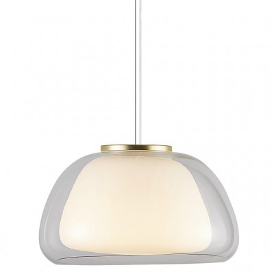 Jelly Závěsné svítidlo, zákl kov, stínítko vnitřní sklo bílá opál, vnější sklo čiré, mosazné detaily,pro žárovku.40W, E27, 230V, IP20, d=390mm, h=228mm, vč záv kabelu s text úpletem bílá l=2000mm, lze zkr