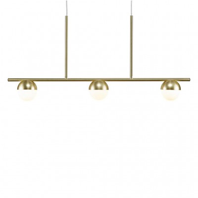 Contina Závěsné svítidlo základna kov, povrch mosaz, difuzor opálové sklo bílé, pro žárovku max.5W, G9, 230V, IP20, h=413mm, d=100mm, včetně závěsného kabelu s textilním úpletem - bílá, h=2000mm