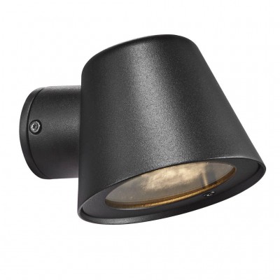 Aleria Venkovní / koupelnové nástěnné svítidlo, těleso kov, povrch černá, pro žárovku GU10, max. 35W, 230V, IP44, tř.1, rozměry 107x115mm