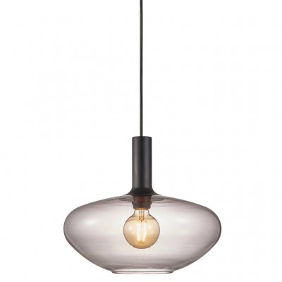 Alton 35 Závěsné svítidlo, těleso sklo, povrch černá kouřová s černým vrškem, pro žárovku E27, max.60W, 230V, IP20, tř.2, stínítko=350mm, vč záv kabelu s textilním úpletem - černá, l=3000mm