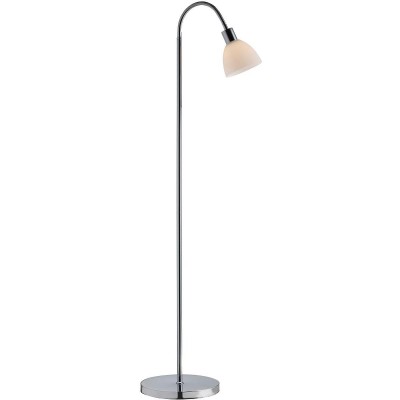 RAY FLOOR Stojací lampa, nastavitelný směr svícení, flex rameno, husí krk, základna kov chrom, difuzor sklo opál, pro žárovku 1x40W, E14, 230V, IP20, tř.2, rozměry 120x1550x250mm