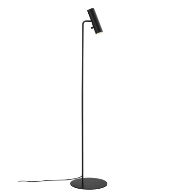  MIB 6 Stojací lampa, nastavitelný směr svícení, těleso kov, povrch černá, pro žárovku GU10 max. 8W, 230V, IP20, tř.2, h=1410mm, stínítko d=60mm, úhel otočení 90°, včetně vypínače kabelu - černá, l=2500mm