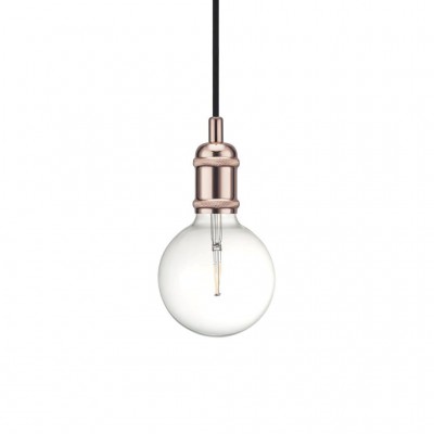 Avra Závěsný kabel s objímkou, kryt objímky kov, povrch měď, pro žárovku E27, max.60W, 230V, IP20, tř.2. rozměry h=102mm, d=51mm, včetně závěsného kabelu s textilním úpletem - černá, l=2000mm