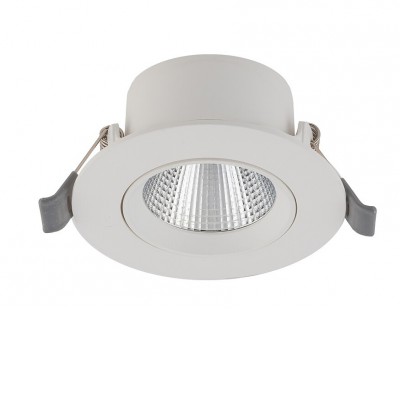 REGINAS LED 15W, IP20 Stropní, podhledové bodové svítidlo, výklopné 30°, těleso plast, povrch bílá, difuzor plast čirý, LED 15W, teplá 3000K, 1110lm, Ra80, 230V, IP20, tř.2, rozměry d=140mm, h=75mm, otvor d=125mm