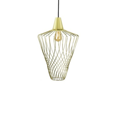 KRES L Závěsné svítidlo, základna kov, povrch zlatá, stínítko kov zlatá, pro žárovku 1x60W, E27, 230V, IP20, tř.1, 400x470mm, vč kabelového závěsu l=830mm lze zkrátit