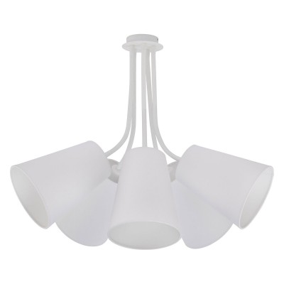 GULA SHADE C5 Stropní přisazené svítidlo, pět ramen, flexibilní ramena, teleso kov, povrch bílá, stínítko textil bílá, pro žárovku 5x60W/7x60W, E27, 230V, IP20, tř.1, rozměry d=530mm, h=700mm