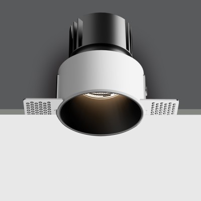 VORAC BI 6,5W CCT Stropní podhledové, bodové, bezrámečkové, Darklight, svítidlo, těleso kov, povrch bílá/černá, LED 6,5W, 500lm, přepín CCT teplá 3000K-3500K-neutr. 4000K, stmív, vyzař. úhel 38°, 700mA, IP54, tř.3, d=75mm, h=84mm, driver SAMOSTATNĚ