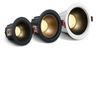 KOTR BI 7W/12W/20W Stropní podhledové, bodové, Darklight, svítidlo, těleso kov, výměnný komínek černá, bílá, zlatá mat, LED 7W/560lm, 12W/960lm, 20W/1600lm, teplá 3000K, vyzař. úhel 45°, 230V, IP20, tř.2, rozměry dle typu.