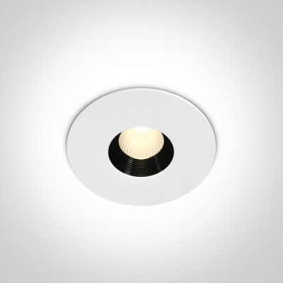 LOMEL BI II 8W, IP54 Stropní podhledové, bodové, Darklight, svítidlo, těleso kov, povrch bílá, reflektor černá a mosaz, LED 8W, 625lm, teplá 3000K, vyzař. úhel 36°, 230V, IP54, tř.2, rozměry d=88mm, h=52mm.