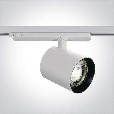 STAVOR 3F 35W DALI Bodové svítidlo do 3F lišty, nast. směr svícení, těleso hliník, povrch bílá, LED 35W, 4200lm, neutrální 4000K, stmív. DALI, vyzař. úhel 38°, Ra90, 230V, IP20, tř.2, rozměry d=100mm, h=100mm.