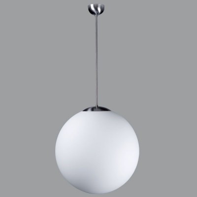 ADRIA P5, LED-5L07C10Z11/099/a4 NB DALI 4000 Závěsné svítidlo koule, základna kov, povrch nerez broušená, difuzor sklo opál, LED 48W, 8070/7180lm, neutrální 4000K, Ra80, stmívání DALI, 230V, IP40, sklo d=600mm, trubk záv l=800mm