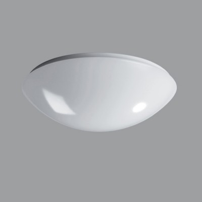 TITAN 1 LED HF+NOUZ Stropní svítidlo, SA-běžné i nouzové svícení, záloha 3h+HF senzor 5s-5min, zákl kov, povrch bílá, stín plast polykarbonát/PMMA opál,LED, teplá 3000K-neutrální 4000K, 230V, zvýšené krytí IP54, 1N, tř.1, d=300mm,h=110mm.