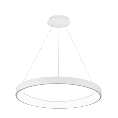 ENIM HL 60W Tuya WiFi, CCT Závěsné svítidlo, kov, bílá, dif plast opál, LED 60W, Tuya, WiFi, přepín. CCT nast. teplota teplá 3000K- denní 6500K, stmív. dálk. ovl (součást), Ra80, 230V, IP20, d=780mm, vč závěs lanka l=1500mm.
