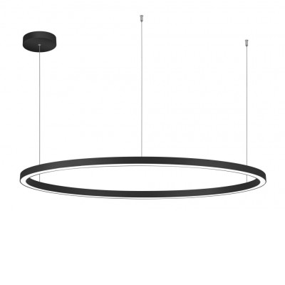 EXCOTO HL 100W RF in, CCT Závěsné svítidlo, kov, černá, dif plast opál, LED 100W, 7305lm, přepín CCT. teplota teplá 3000K- neutr 4000K, stmív. RF dálk ovl (součástí), d=1180mm, vč závěs lanka l=1500mm, lze zkr.