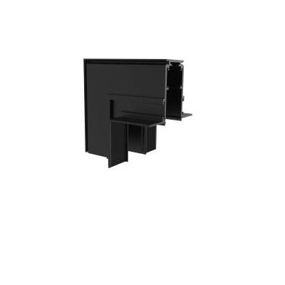 HOROS corner BI V II 80x80mm Rohová L spojka 90°, vertikální odbočení, vestavného magnetického systému, materiál hliník, povrch černá, 48V, rozměry 80x80mm