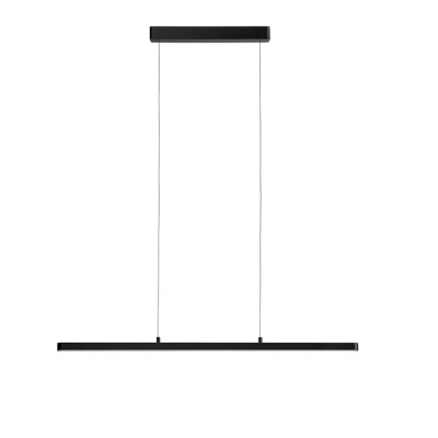 LENTO Závěsné svítidlo, hliník, černá, dif plast opál, LED 40,5W, smart TUYA WIFI, mob, tel. CCT nast teplota teplá 2700K - denní 6500K, stmív, 1000x25x35mm, vč závěs lanka l=1500mm, svítí nahoru/dolů.