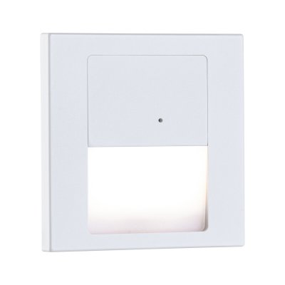Tsaro LEADER Vestavné svítidlo do stěny, MASTER HF senzor pohybu, záběr 180°, dosah cca 3m, čas 30s-5minut, materiál plast, bílá, LED 1W, teplá 2700K, 80lm, 230V, IP20, 80x80x35mm, svítí dolů, montáž do KU68