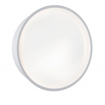 PLATOMO Venkovní nástěnné svítidlo, těleso plast bílá, difuzor plast opál, LED 14,5W, 1200lm, teplá 3000K, Ra80, 230V, IP44, tř.2, rozměry d=180mm, h=63mm.