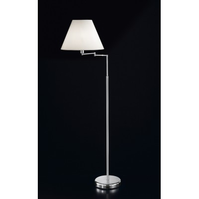 DOME HOTEL Stojací lampa, dvě ramena, otočná, těleso kov, povrch chorm lesk/zlatá lesk, stínítko textil bílá, pro žárovku 1x60W, E27, 230V, IP20, rozměry d=450mm, h=1300-1700mm, vč vypínače na tělese.