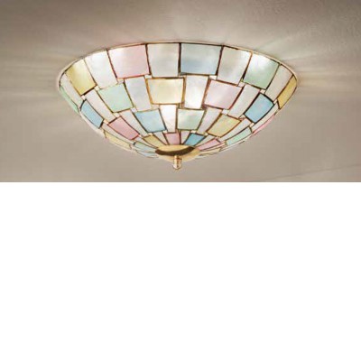 TWIST Stropní přisazené svítidlo, těleso kov, povrch zlatá, stínítko sklo barevné, pro žárovku 2x60W, E27, 230V, IP20, rozměry dle typu.