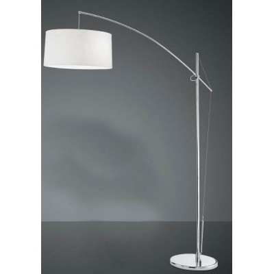 LINE HOTEL Stojací lampa, těleso kov, povrch chorm lesk, stínítiko textil bílá, pro žárovku 1x60W, E27, 230V, IP20, rozměry d=450mm, h=2000mm, vč vypínače na tělese.