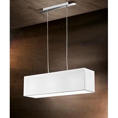 PARA HOTEL Závěsné svítidlo, základna kov, povrch chrom lesk, stínítko textil bílá, pro žárovku 3x60W, E27, 230V, IP20, 700x180x200mm, vč závěs  kabelu h=1000mm, lze zkrátit.