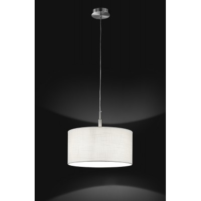 ROUND HOTEL Závěsné svítidlo, základna kov, povrch chrom broušený, stínítko textil bílá, pro žárovku 1x40W, E27, 230V, IP20, rozměry dle typu.