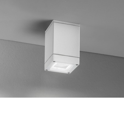PENDO Stropní přisazené bodové venkovní svítidlo, těleso kov, povrch bílá mat, kryt sklo, pro žárovku 1x35W, GU10, 230V, IP44, rozměry 90x90x100mm.