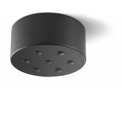 DURHEIM Stropní rozbočovací krytka pro 5 kabelů, pro napájení svítidel, těleso kov, povrch černá, d=120mm, h=50mm.