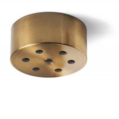 DURHEIM Stropní rozbočovací krytka pro 5 kabelů, pro napájení svítidel, těleso kov, povrch leštěná mosaz, d=120mm, h=50mm.