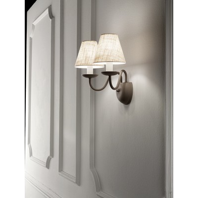 DALE Nástěnné svítidlo, 2 ramena, těleso kov, povrch šedá, pro žárovku 2x40W, E14, 230V, IP20, rozměry 330x200x170mm.