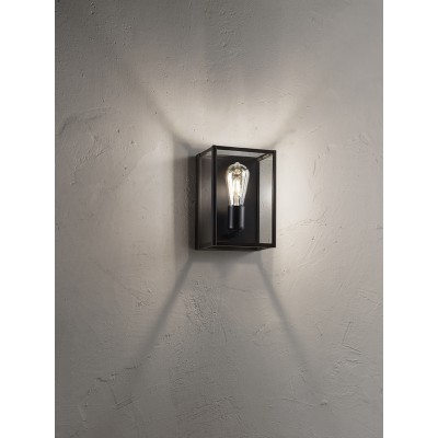 TECA Nástěnné svítidlo, těleso kov, povrch černá mat, kryt sklo, pro žárovku 1x60W, E27, IP20, rozměry 170x250x135mm.
