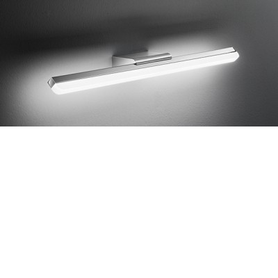 BOLD Nástěnné svítidlo, těleso kov, povrch chrom lesk, difuzor plast opál, LED 20W, 2200lm, neutrální 4000K, 230V, IP20, rozměry 840x40x85mm.