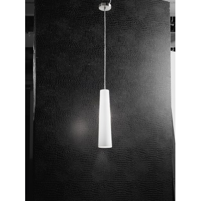CANNA Závěsné svítidlo, základna kov, povrch chrom lesk, stínítko sklo pískované, pro žárovku 1x60W, E27, 230V, IP20, rozměry d=110mm, h=450mm, vč závěs kabelu  l=1500mm, lze zkrátit.