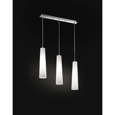CANNA Závěsné svítidlo, základna kov, povrch chrom lesk, stínítko sklo pískované, pro žárovku 3x60W, E27, 230V, IP20, rozměry l=650mm, vč závěs kabelu  h=1500mm, lze zkrátit.
