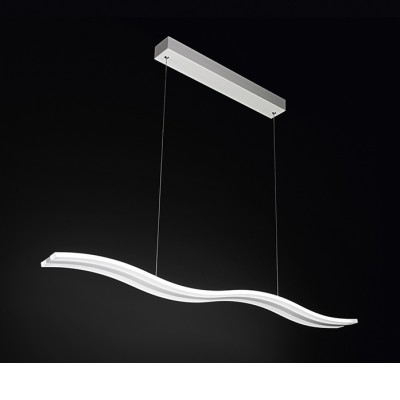BEND Závěsné svítidlo, lustr, hliník, bílá, difuzor plast opál, LED 48W, 3648lm, přepín CCT teplá 3000K/neutr 4000K/denní 6000K, stmív. TRIAC, 230V, IP20, rozměry 1200x96mm, vč závěs lanka 1500mm, lze zkr.