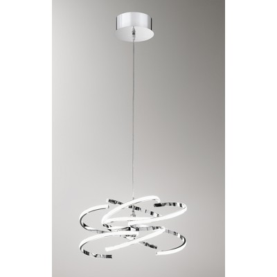 NEST Závěsné svítidlo, těleso hliník, povrch chrom lesk, difuzor plast opál, LED 70W, 5600lm, teplá 3000K, 230V, stmívatelné, IP20, rozměry d=470mm, h=470mm, vč závěs kabelu l=1500mm, lze zkrátit.
