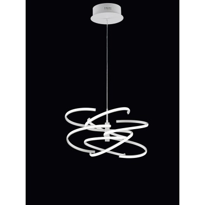 NEST Závěsné svítidlo, těleso hliník, povrch bílá mat, difuzor plast opál, LED 100W, 8000lm, teplá 3000K, 230V, stmívatelné, IP20, rozměry d=600mm, h=420mm, vč závěs kabelu l=1500mm, lze zkrátit.