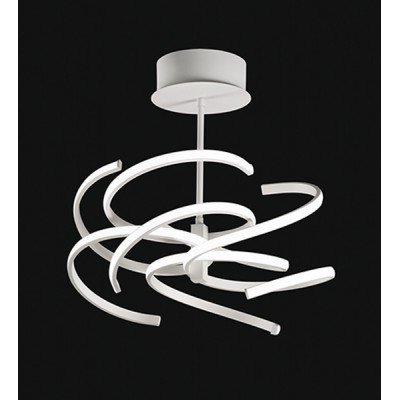 NEST Stropní přisazené svítidlo, těleso hliník, povrch bílá mat/chrom lesk, difuzor plast opál, LED 70W, 5600lm, teplá 3000K/neutrální 4000K, 230V, IP20, rozměry d=470mm, h=460mm.