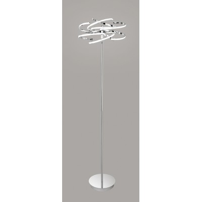 NEST Stojací lampa, těleso hliník, povrch chrom lesk, difuzor plast opál, LED 70W, 5600lm, neutrální 4000K, 230V, stmívatelné, IP20, rozměry d=480mm, h=1750mm, vč vypínače na tělese.