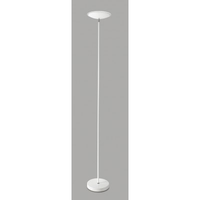 FEBE Stojací lampa, nastavitelný směr svícení, těleso kov, povrch bílá mat/černá mat, krycí sklo čiré, LED 18W, 1400lm, teplá 3000K, 230V, IP20, rozměry d=250mm, h=1800mm, vč vypínače na tělese.