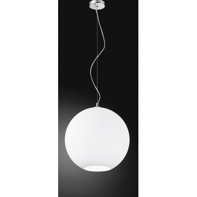 UFO Závěsné svítidlo, základna kov, povrch chrom lesk, difuzor sklo opál, pro žárovku 1x60W, E27, 230V, IP20, rozměry d=400mm, vč závěs lanka h=1500mm, lze zkrátit.