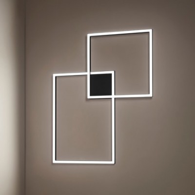 CROSS Stropní přisazené svítidlo, těleso hliník, povrch černá mat, difuzor plast opál, LED 64W, 4800lm, CCT přepín teplota teplá 3000K, neutrální 4000K, denní 6000K, 230V, IP20, rozměry 760x950mm.
