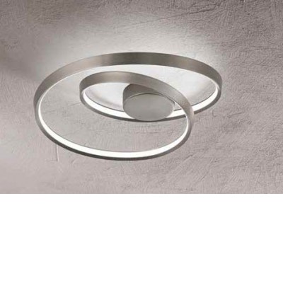 RITMO Stropní svítidlo, základna hliník, povrch bílá/broušená šedá/skořicová mat, dif. plast opál, LED 55W, 4400lm, přepín. CCT teplá 3000K-denní 6000K, stmív., Ra80, 230V, IP20, tř.1, rozměry d=600mm, h=270mm.