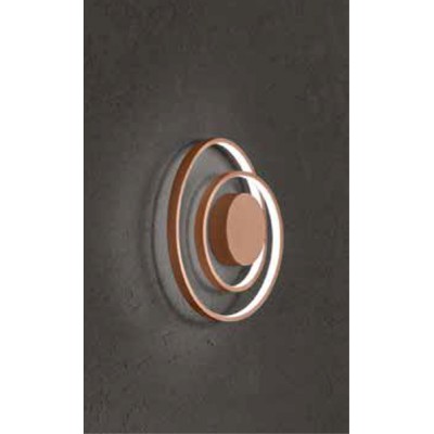 RITMO Nástěnné svítidlo, základna hliník, povrch skořicová mat, dif. plast opál, LED 28W, 2240lm, přepín. CCT teplá 3000K/neutr 4000K/denní 6000K, stmív TRIAC, Ra80, 230V, IP20, rozměry d=300mm, h=100mm.