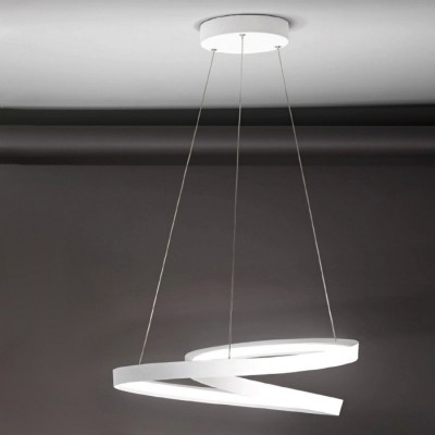 RITMO Závěsné svítidlo, těleso kov, povrch bílá mat, difuzor plast opál, LED 50W, 4400lm, teplá 3000K, 230V, stmívatelné, IP20, rozměry d=600mm, h=180mm, vč závěs kabelu h=1500mm, lze zkrátit.